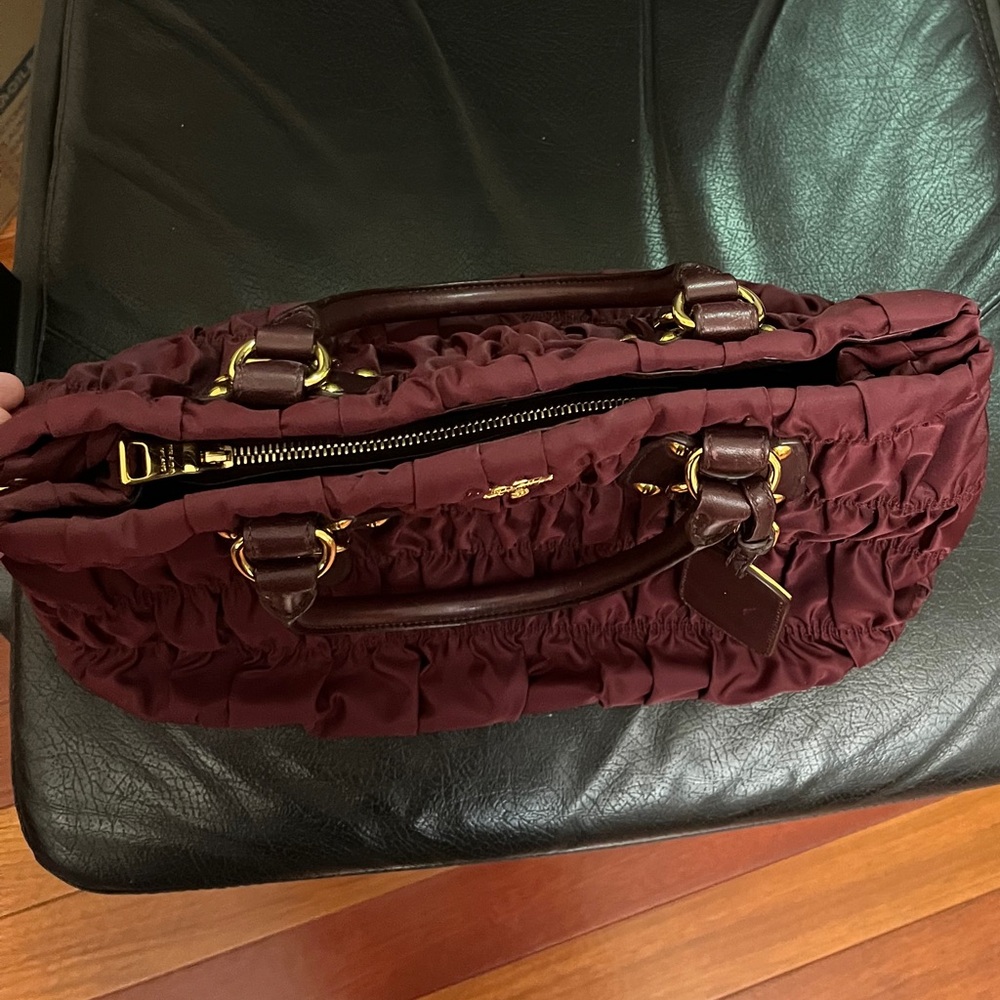 Prada Maroon Gathered Satchel - Picture 13 of 13